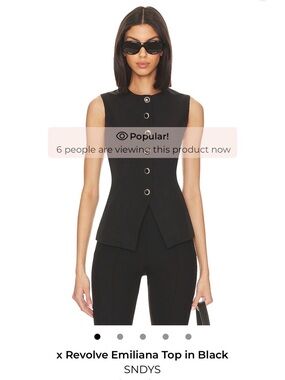 NWT SNDYS Sleeveless Black Button Front Top - XS